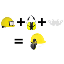 CASQUE + COQUILLES ANTI-BRUIT + LUNETTES INTEGREE PB55+PS47+PW56