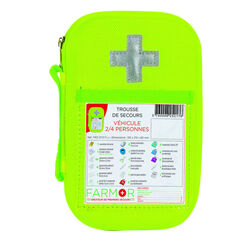 Trousse secours fluo V&Eacute;HICULE 2/4 PERSONNES